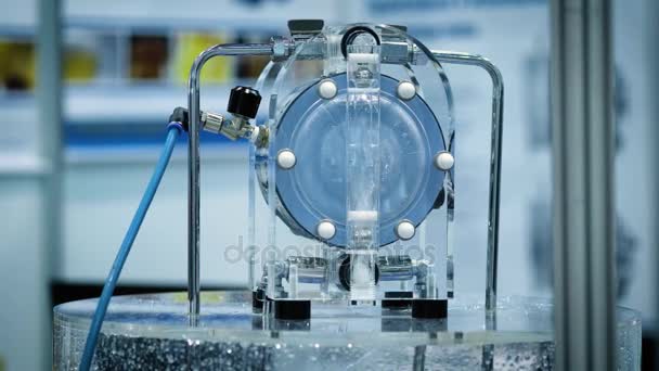fluid double chamber valve. Equipment of the chemical laboratory for the production of promising innovative materials. Modern chemical research complex in the petrochemical industry - Footage, Video