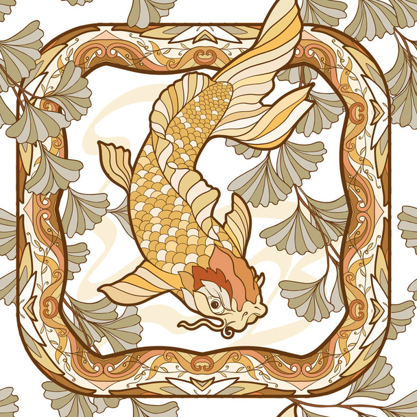 Seamless pattern, background with decorative flowers and bird - Вектор,изображение