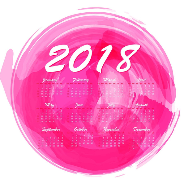 2018 calendário mensal abstrato aquarela
 - Vetor, Imagem