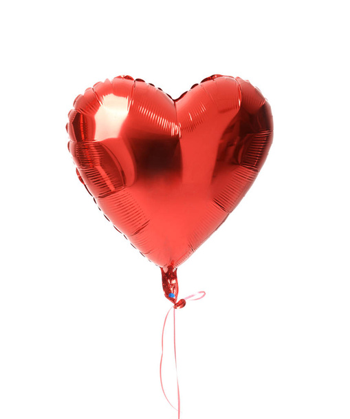 Single big  red heart balloon object for birthday isolated - Zdjęcie, obraz