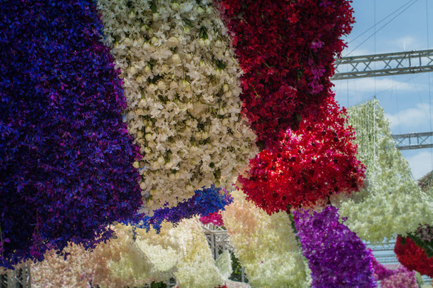 όμορφη διακόσμηση λουλουδιών στην αγορά λουλουδιών Pakklong Talad - Φωτογραφία, εικόνα