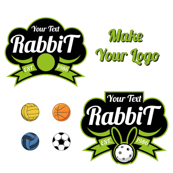ウサギのスポーツ チームとカップのロゴ - ベクター画像