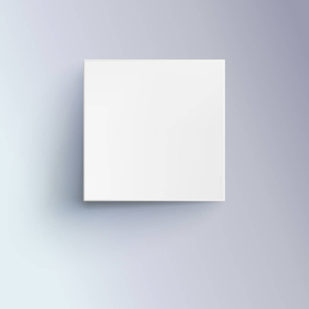 White box with shadow for logo, text or design. 3D illustration isolated, top view. Icon of cube close-up. - Vector, Imagen