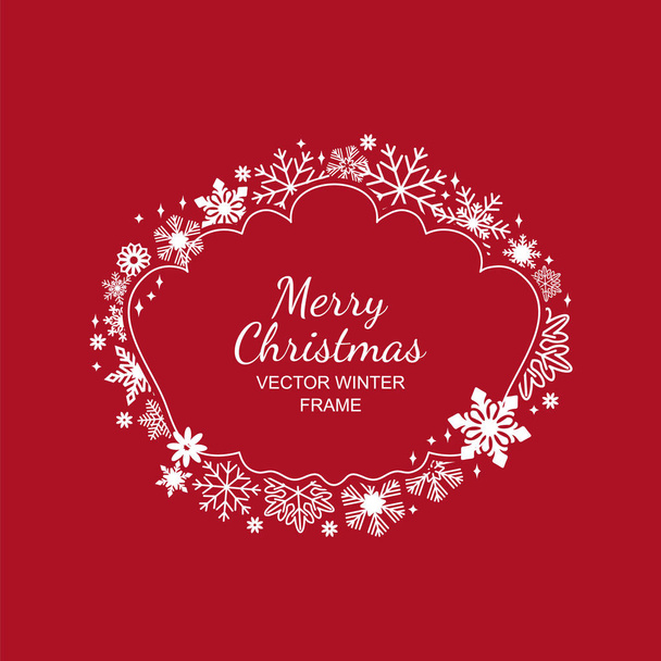 Άσπρη νιφάδα χιονιού φόντο πλαισίου, κόκκινο, Χριστούγεννα - Διάνυσμα, εικόνα