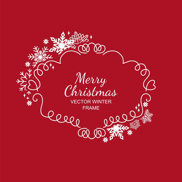 Bílá a červená vločka rám, vánoční design - Vektor, obrázek