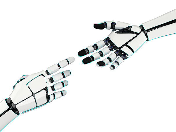 3d rendering two hands of a robot - 写真・画像