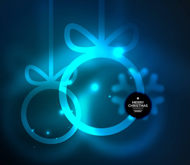 Christmas baubles, vector magic dark background with glowing New Year spheres - Vector, Image