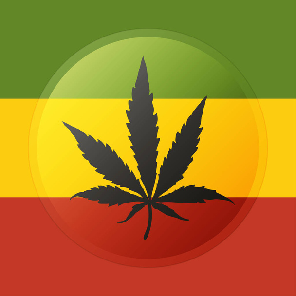 Cannabis leaf in circle on rastafarian flag.  - Vecteur, image