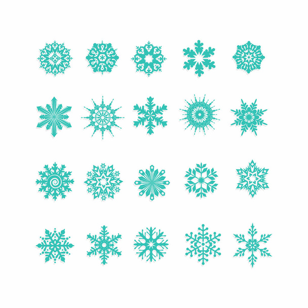 Icona dei fiocchi di neve verdi su sfondo bianco
 - Vettoriali, immagini