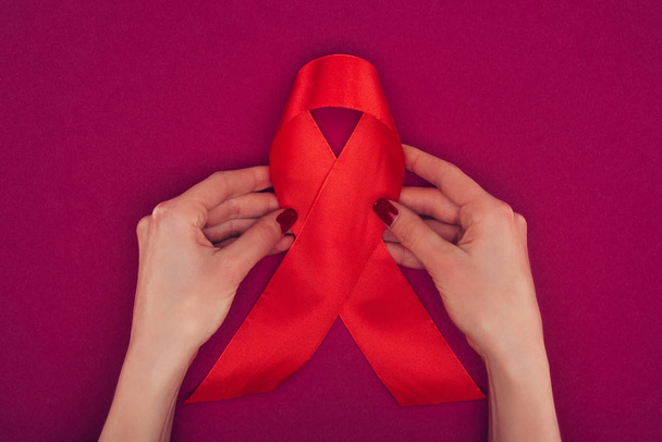 big red aids ribbon - Foto, imagen