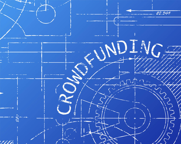 Crowdfunding blauwdruk Machine - Vector, afbeelding