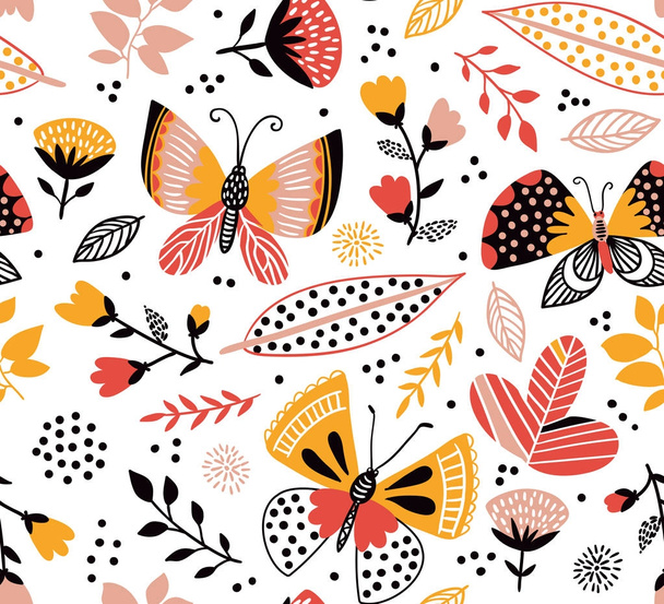 シームレスな蝶のパターン - ベクター画像