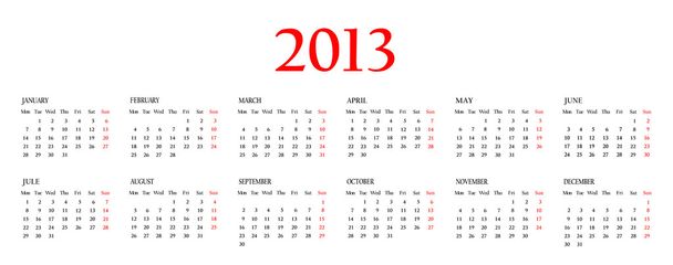 Calendario 2013. Plantilla para su diseño
 - Foto, imagen