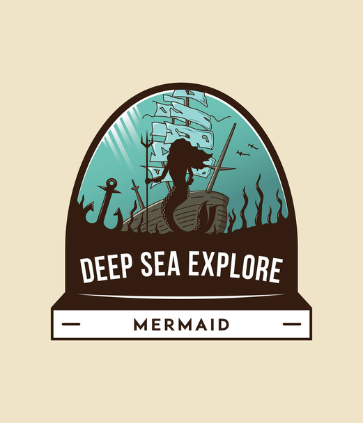 Deep sea exploration badge - Vector, Image