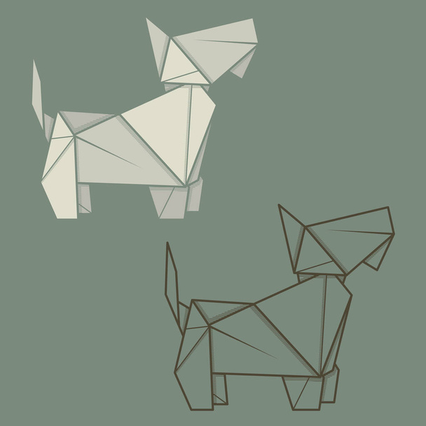 origami de papel de ilustração de jogo de terrier
. - Vetor, Imagem