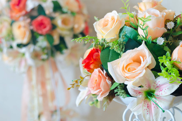 soft focus of artificial sweet color flower bouquet - Фото, зображення