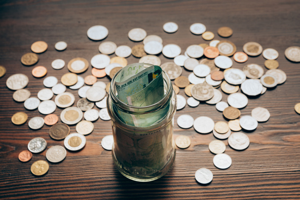 glass jar with banknotes  - Photo, Image