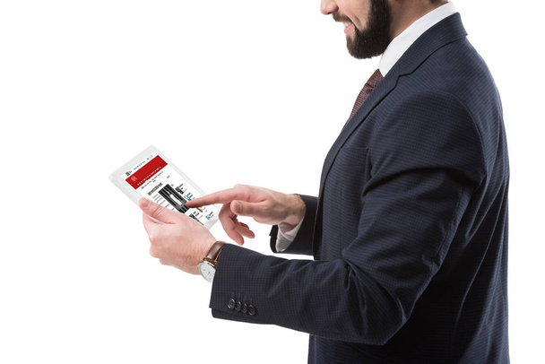 Businessman with tablet with bbc news - Fotoğraf, Görsel