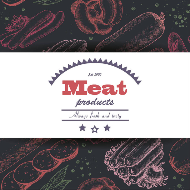 Vector background with meat products - Vetor, Imagem
