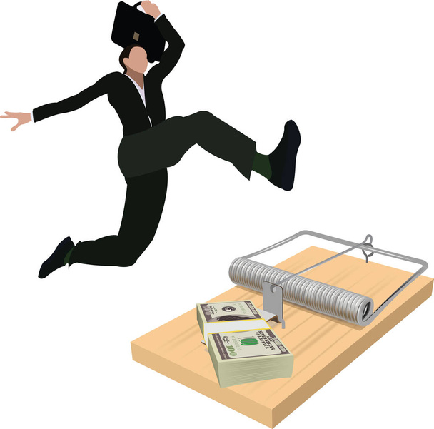 osoba skacze pułapki corruptionstampa - Wektor, obraz