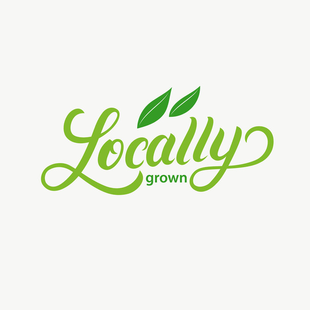 locally Grown hand written lettering logo, label, badge, emblem - Vector, Image
