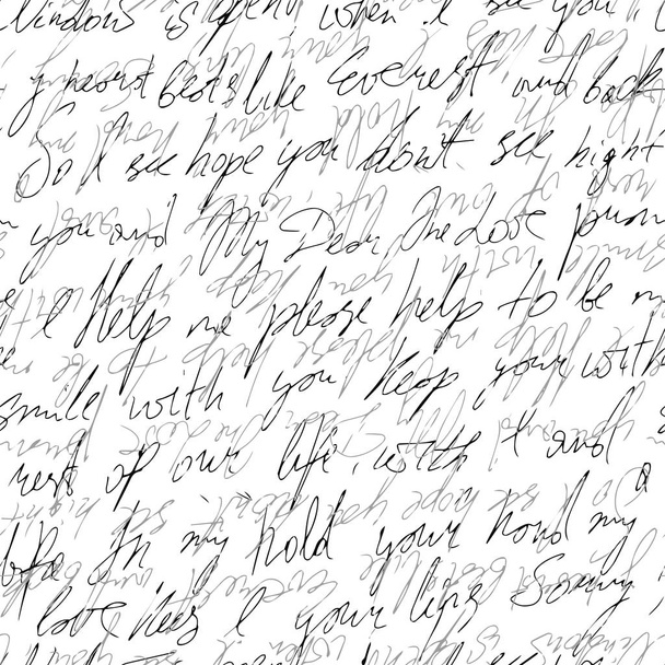 handwritten text with love words. Seamless pattern. Vector illustration - Vector, Image