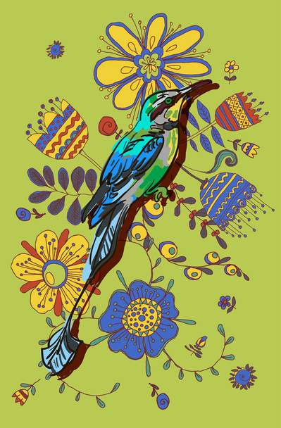 drawing of the bird - Вектор,изображение