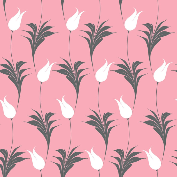 Elegant Iznik style tulips seamless pattern - Вектор, зображення