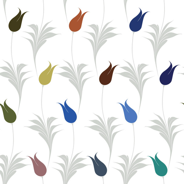 Elegant Iznik style tulips seamless pattern - Вектор, зображення