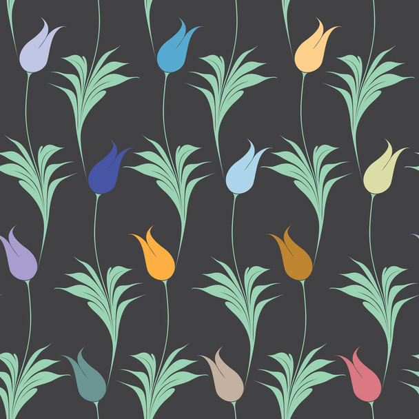 Elegant Iznik style tulips seamless pattern - Διάνυσμα, εικόνα