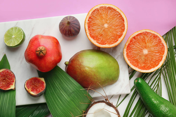 Composition with tropical fruits - Фото, зображення