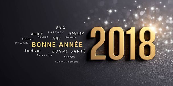 Νέο έτος 2018 ευχετήρια κάρτα στα Γαλλικά - Φωτογραφία, εικόνα