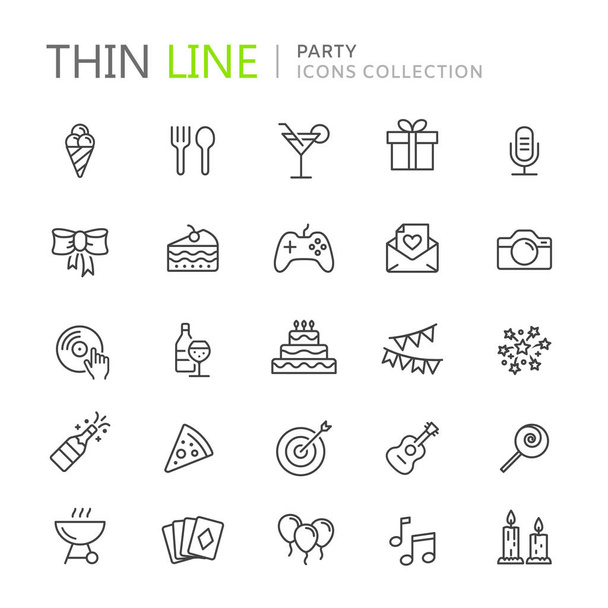 Collection of party thin line icons - Vector, Image