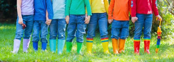 Kids in rain boots. Footwear for children. - Photo, Image