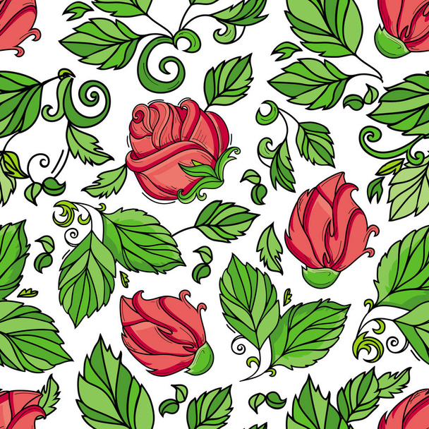 vector hand drawn sketch rose with leaves - Vector, Imagen