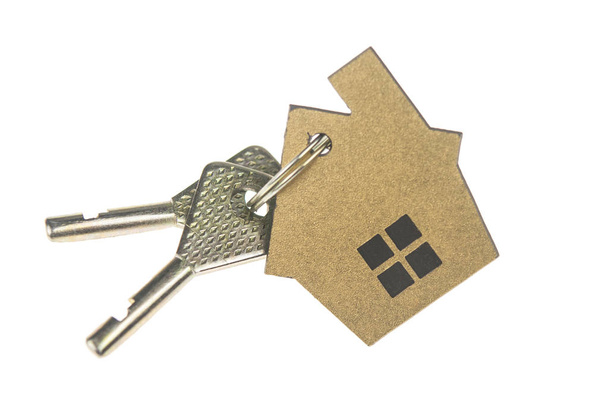 House shaped key chain isolated on white background - Photo, Image