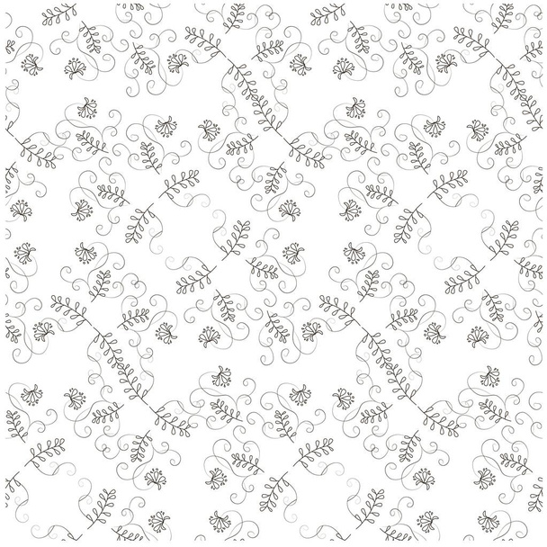 nahtlose florale handgezeichnete monochrome Muster Vektor Illustration für Druck, Tapete, Packpapier - Vektor, Bild