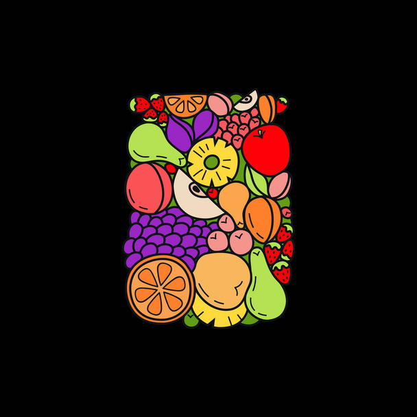 Fruit jam logo grafisch element. Zelfgemaakte conservenindustrie kookboek recept afdrukken. Creatieve doodle kunst behoud illustratie. - Vector, afbeelding