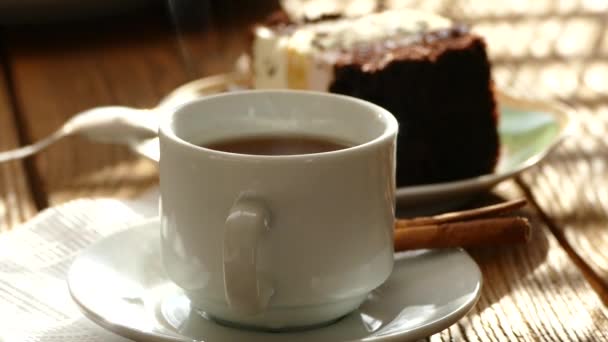 To drink tea with a cake. - Video, Çekim