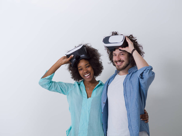 couple using VR headset glasses - Foto, Bild