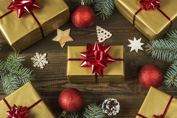 christmas decoration with gifts - Фото, зображення
