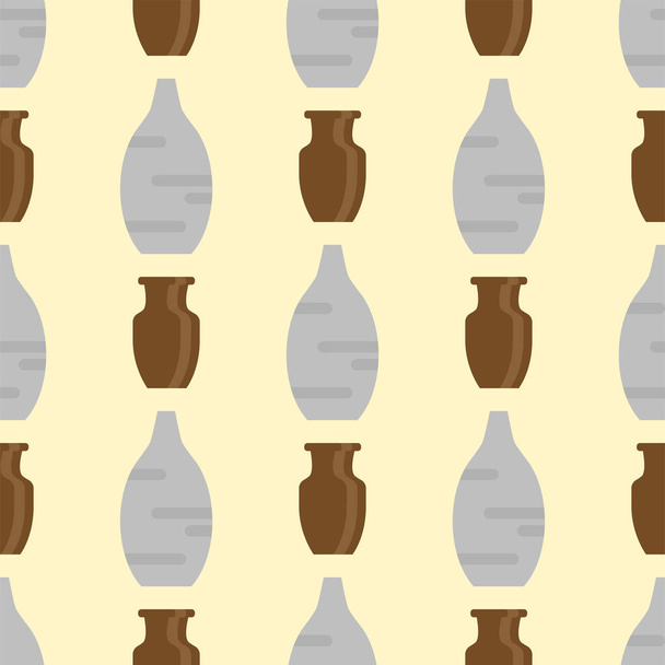 Seamless pattern with antique vases background decorative pot design classic pottery container vector illustration. - Vektör, Görsel