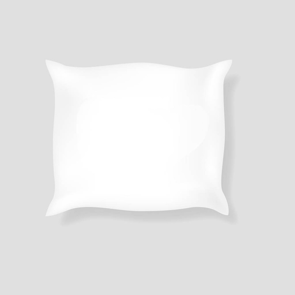 シャドウの空白い正方形の枕。クッション ベクトル図が明るい背景に分離されました。睡眠、リラックス、快適さの概念。デザインとビジネスのための現実的な空のテンプレート. - ベクター画像