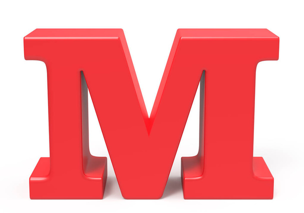 3D render red alphabet M - Foto, afbeelding