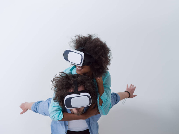 couple using VR headset glasses - Fotó, kép