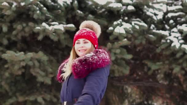 a woman enjoys the snow - Footage, Video