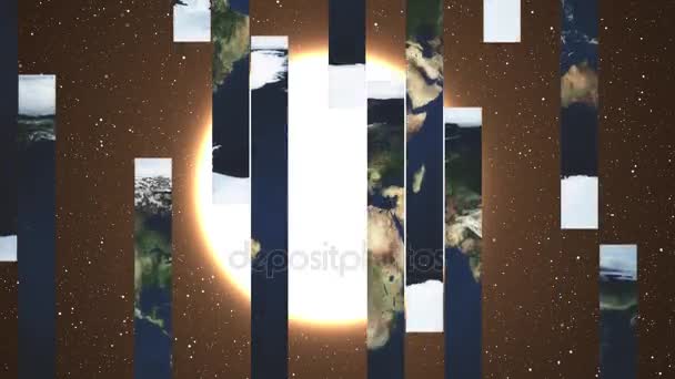 Erde Karte sammeln aus Blöcken Sonne und Sterne Animation Hintergrund - neue Qualität Natur szenische bunte fröhliche Videomaterial - Filmmaterial, Video
