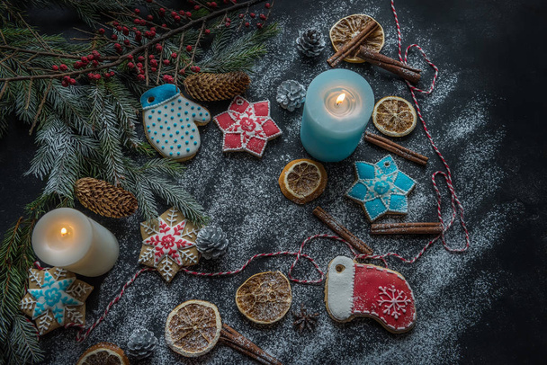 Christmas ornaments and details  preparation for the holiday. - Valokuva, kuva