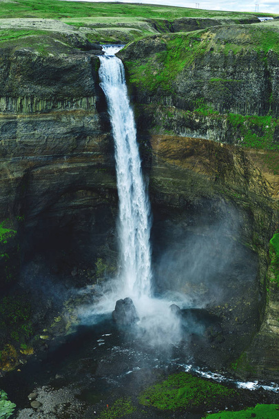 famous Haifoss waterfall in southern Iceland - Fotó, kép
