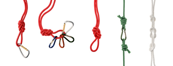 ropes with knots, loops and carabiners - Photo, Image